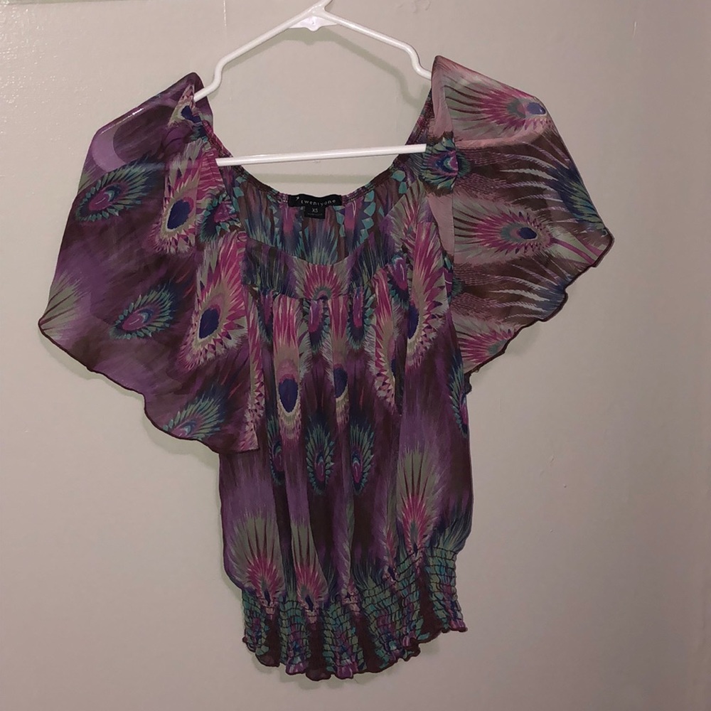 Peacock sheer top
